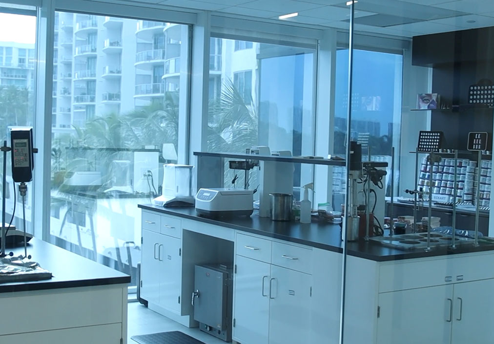 Aventura lab with waterway behind it